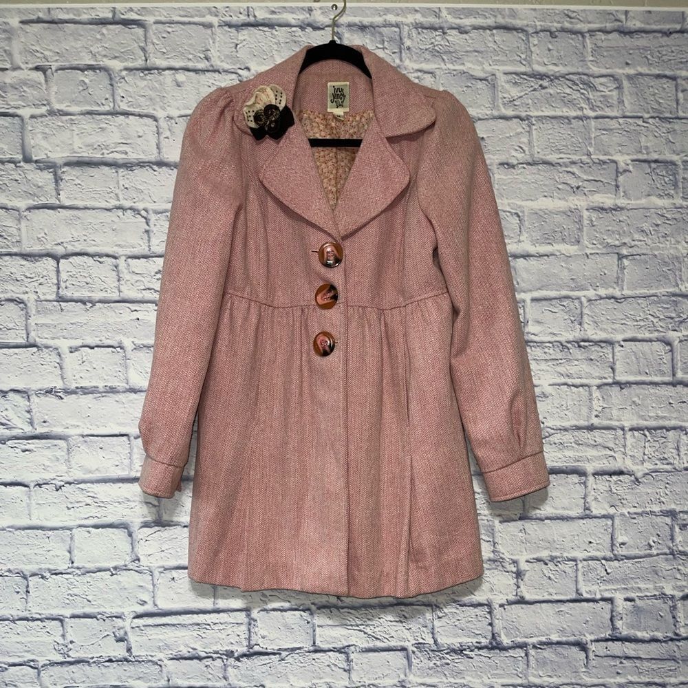 Anthropologie Ivy Jane Peacoat Dusty Pink